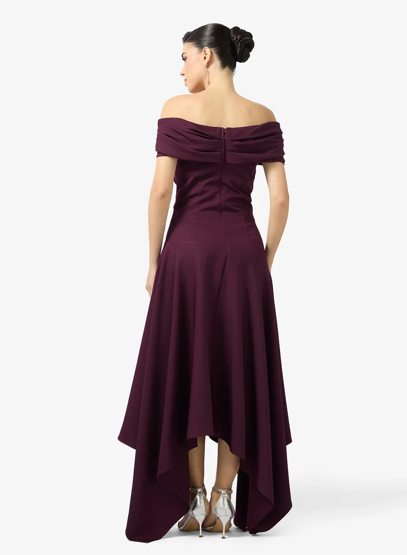 Namshi x Drop Shoulder Draped Evening Crepe Dress