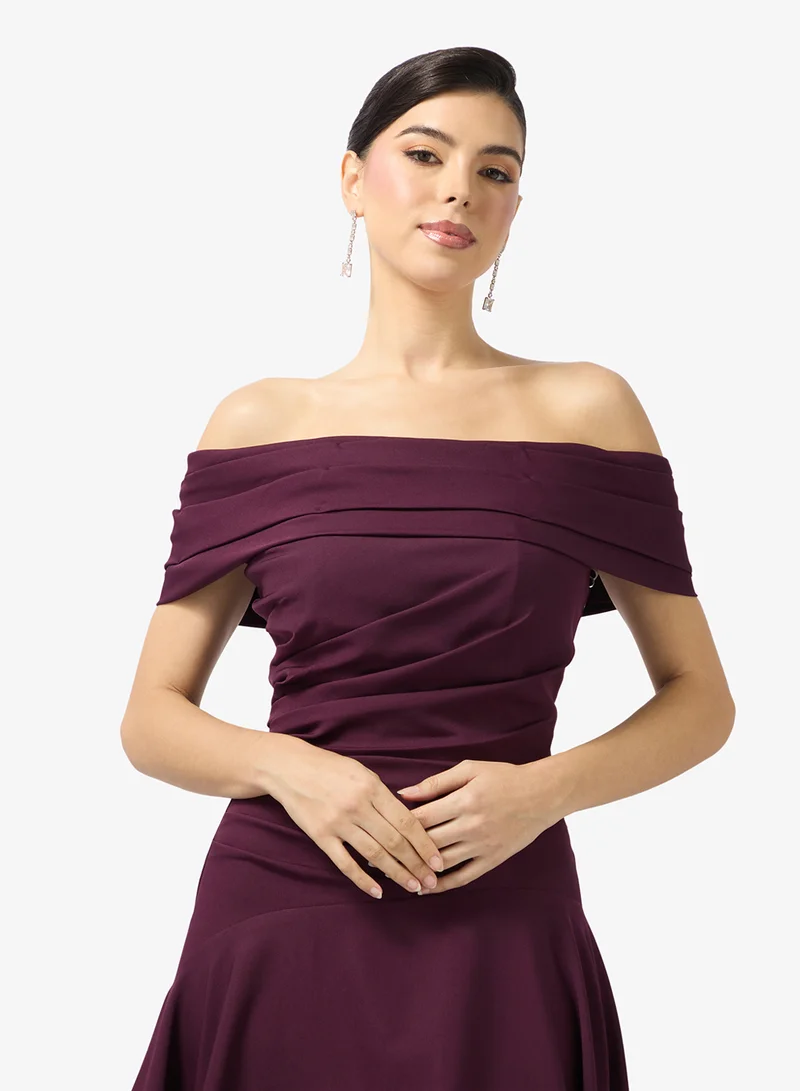 Namshi x  Drop Shoulder Draped Evening Crepe Dress for Women | Best Price UAE
