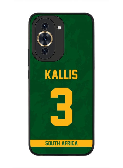 Rugged Black Edge Case for Huawei nova 10 Pro, Slim fit Soft Case Flexible Rubber Edges Thin Cover - Player Name - Jacques Kallis, Jersey Number- 3