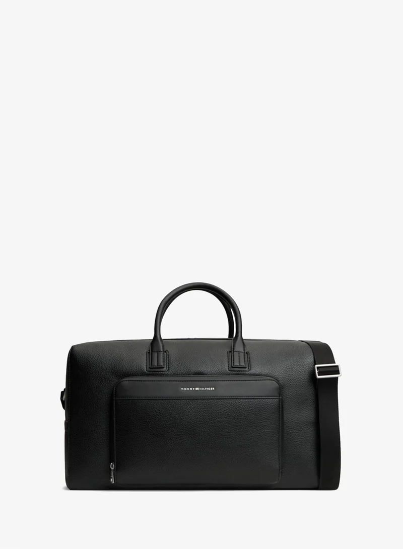 Metal Logo Pebble Grain Duffel Bag