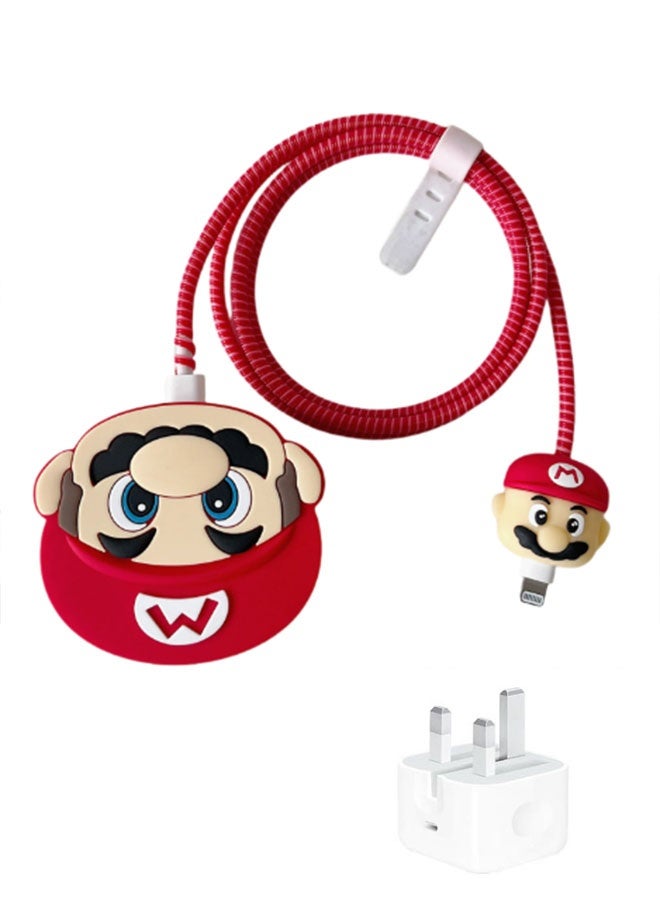 3D Cartoon Series Slim Charger Protector Compatible with iPhone 20W Fast Charging Cable Protector Cover Data Cable Protector