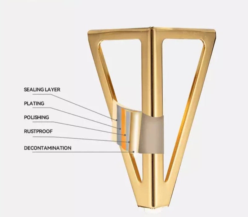 Generic Sofa Leg 6 Inch 15 Cms PVD Golden Glossy Finish Heavy Model V Shape Sofa Leg Set of 4  - Image 2