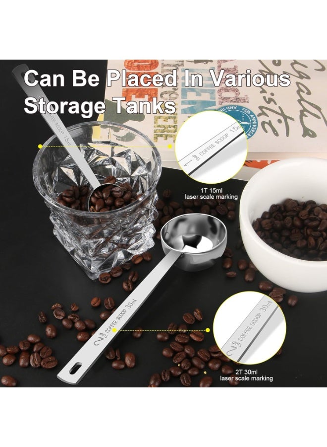2 Pcs Coffee Scoop Set, Tablespoon Scoop  Set (1 Tbsp & 2 Tbsp), Stainless Steel Measuring Spoons for Ground Coffee with Long Handles, for Tea, Sugar, or Flour - Image 2