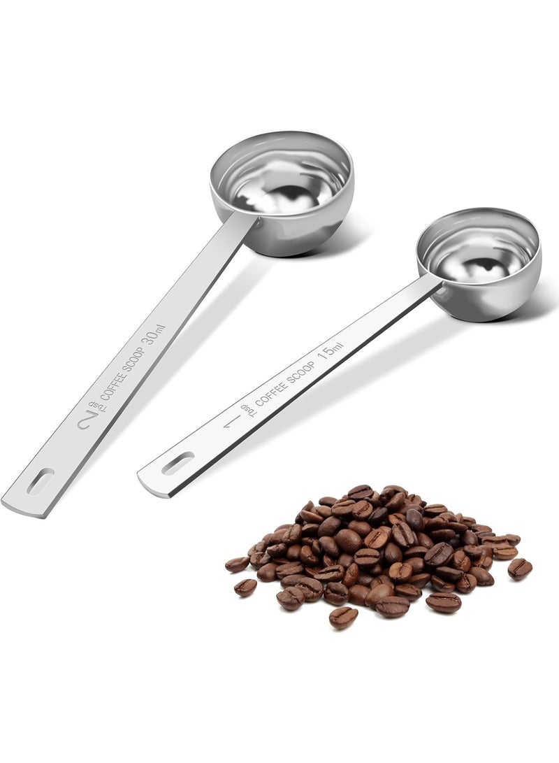 2 Pcs Coffee Scoop Set, Tablespoon Scoop  Set (1 Tbsp & 2 Tbsp), Stainless Steel Measuring Spoons for Ground Coffee with Long Handles, for Tea, Sugar, or Flour - Image 5
