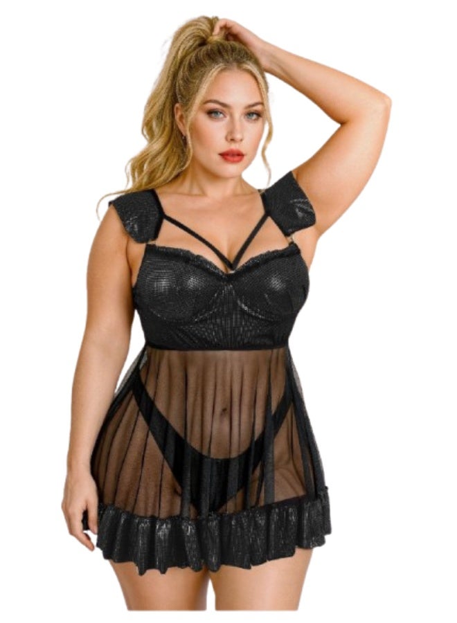 Women's short nightgown in soft tulle – Free size - Image 1