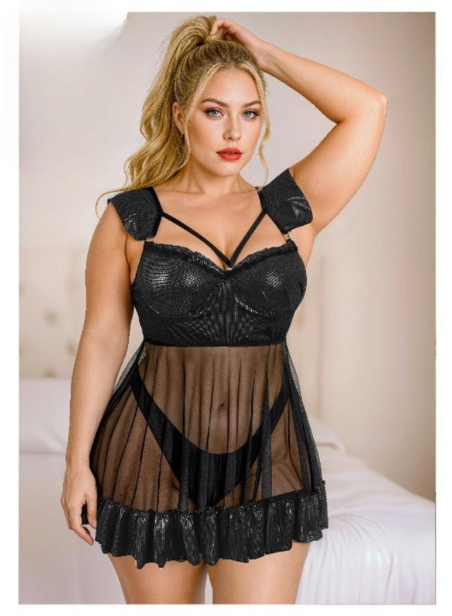 Women's short nightgown in soft tulle – Free size - Image 2
