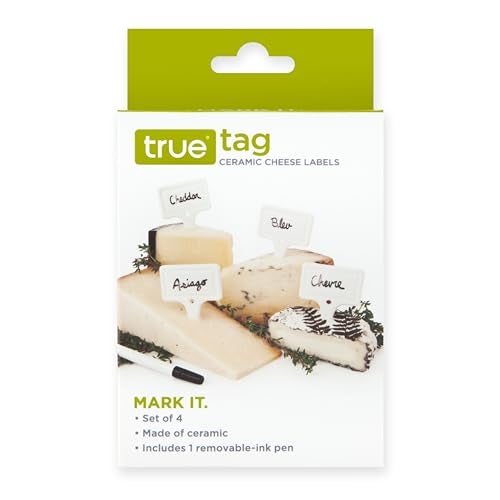 True Tag Ceramic Cheese Board Labels, Cheese Markers, Charcuterie Accessories, Hosting Essentials for Birthday, Wedding, Wine Parties, Set of 4, White - Image 4