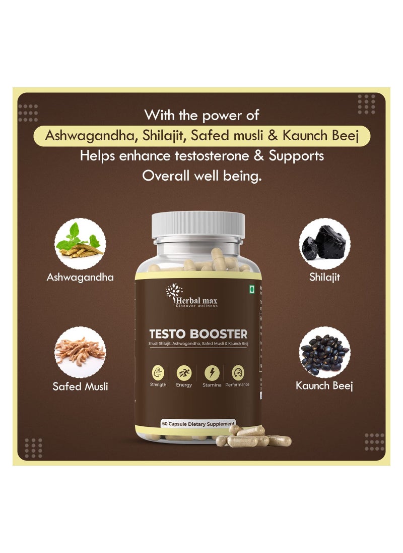 Herbal Max - Herbal max testo booster for strength,energy, stamina and performance 60 capsules - Image 1