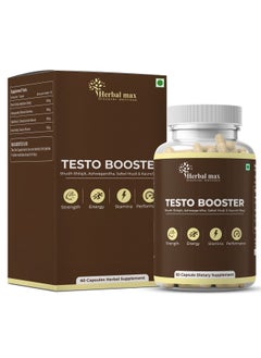 Herbal Max Herbal max testo booster for strength,energy, stamina and performance 60 capsules  - Image 1