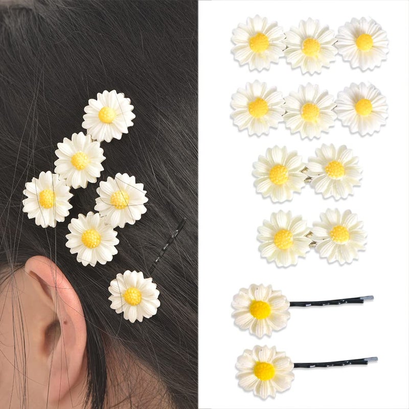 Daisy Floral Hair Clips and Barrettes  6pcs Duckbill Clips for Women  Girls Flower Hair Accessories for Long  Short Hair