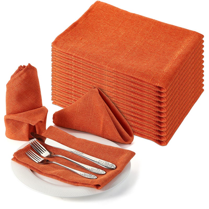 TOPZEA 12 Pack Kitchen Cloth Napkins 18 x 18 Table Dinner Napkin Reusable Polyester Fabric Napkin Harvest Dinner Napkins Orange Washable Napkin for Hotel Banquet Thanksgiving Christmas