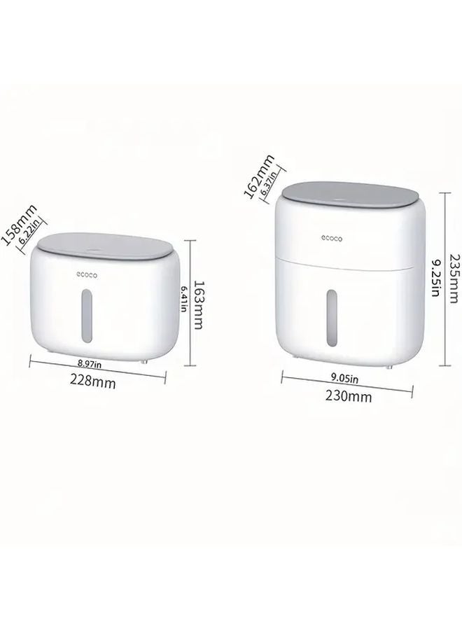 حامل ورق التواليت مقاوم للماء 2 طبقات، رمادي اللون، تركيب على الحائط بدون حفر - Image 5