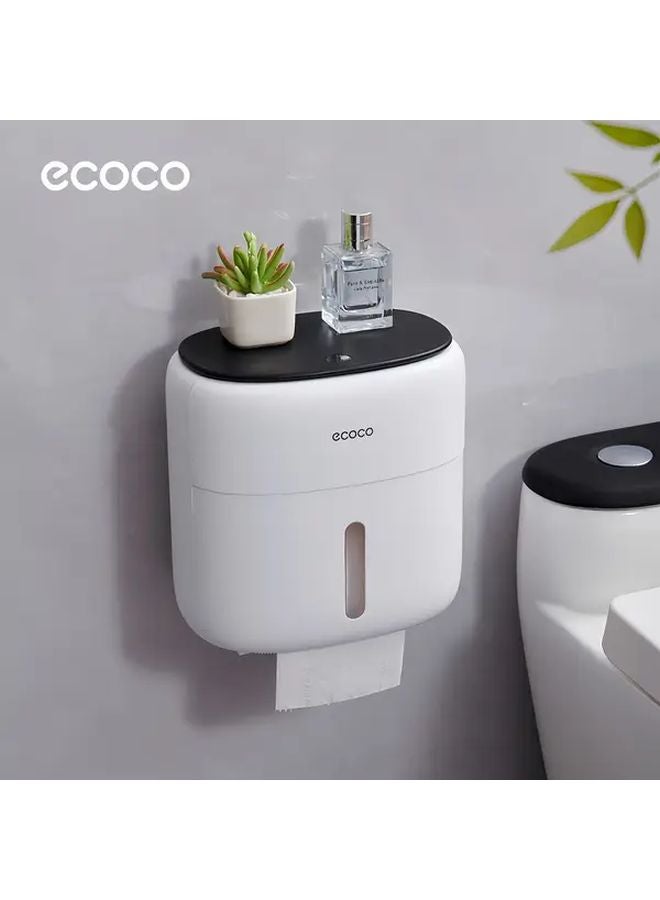 حامل ورق التواليت مقاوم للماء 2 طبقات، رمادي اللون، تركيب على الحائط بدون حفر - Image 3