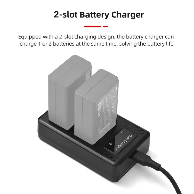 Portable 2-slot Battery Charger for Godox V1/ V860III Series Flash Speedlite Batteries VB26A/VB26B/VB30 - Image 4