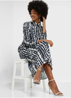 Printed Fit & Flare Shirt Dress