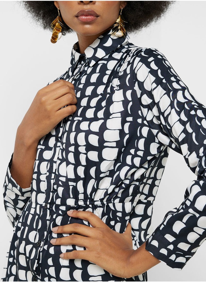 ELLA - Printed Fit & Flare Shirt Dress - Image 1