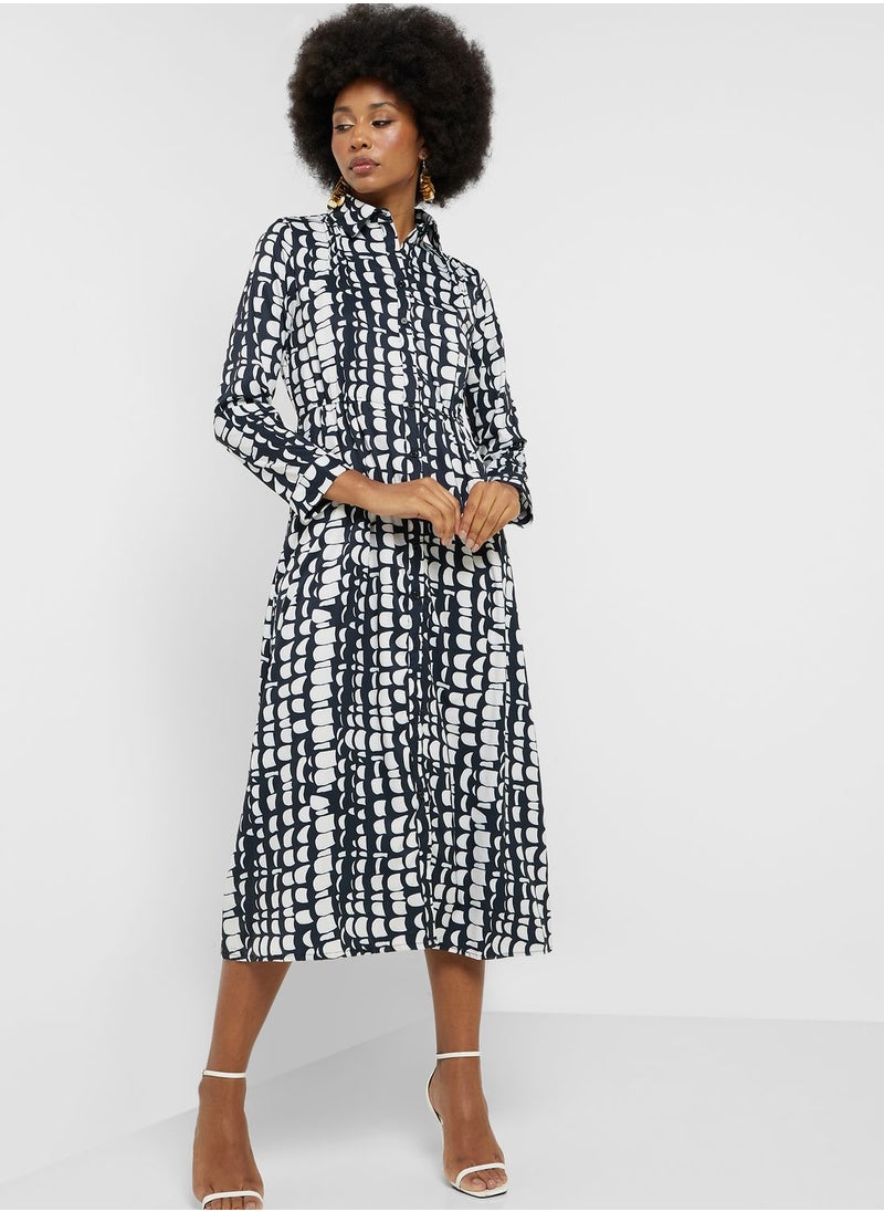 ELLA - Printed Fit & Flare Shirt Dress - Image 1