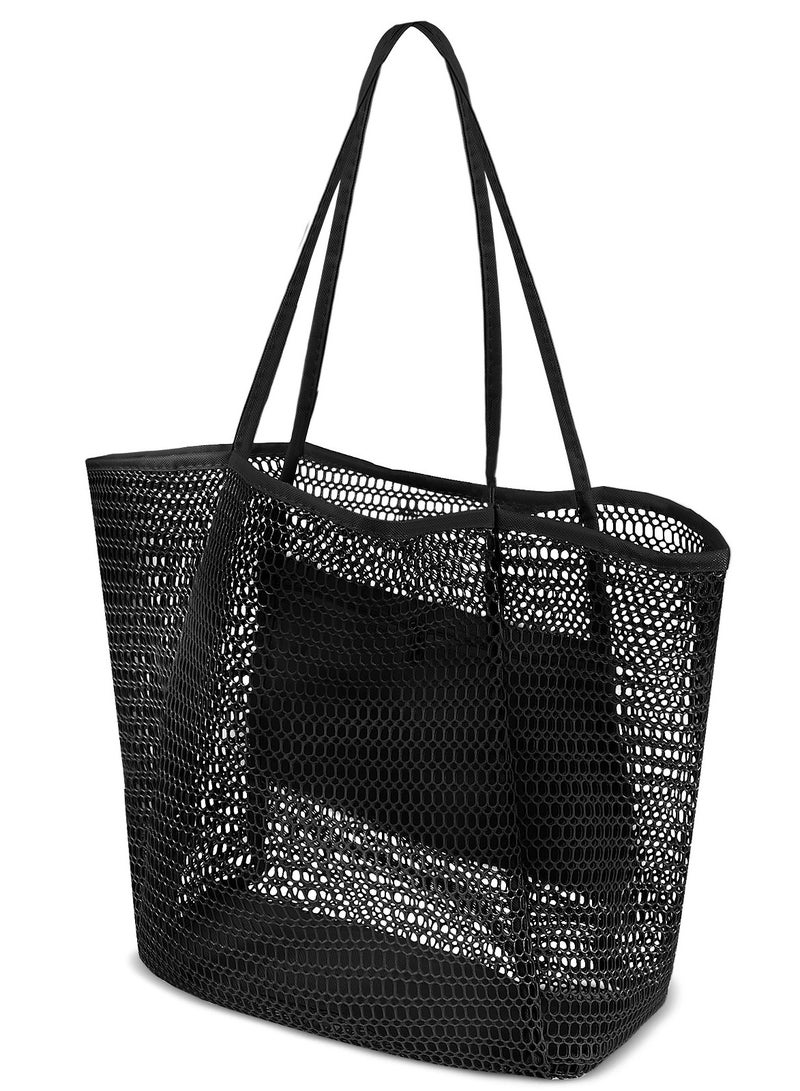 Ciara Folding beach bag mesh handbag, women's shoulder bag shopping bag summer outdoor travel bag - Image 1