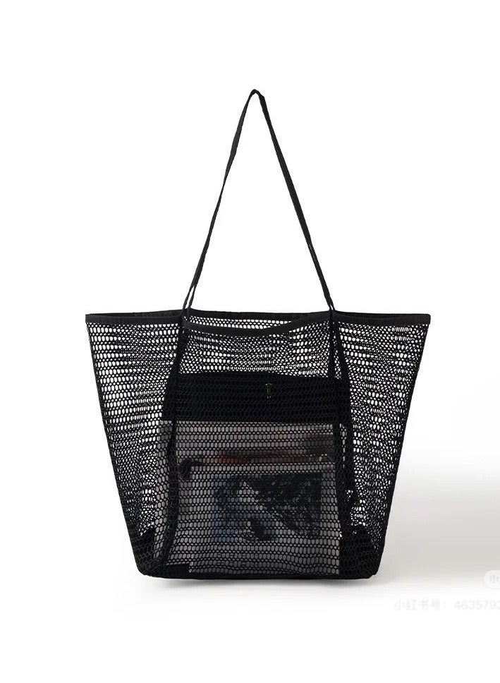 Ciara Folding beach bag mesh handbag, women's shoulder bag shopping bag summer outdoor travel bag - Image 4