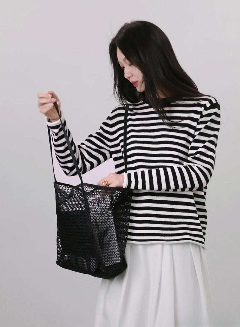 Ciara Folding beach bag mesh handbag, women's shoulder bag shopping bag summer outdoor travel bag - Image 3