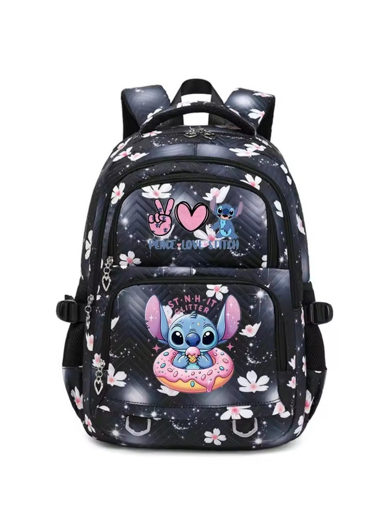 Stitch cartoon print embossed large capacity schoolbag for primary and secondary school students cute backpack light and fashionable backpack 31*43*16CM