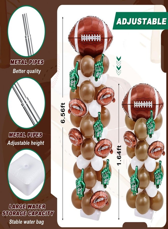 Gejoy 2 Sets Football Balloon Column Stand Kit Include 12 Foil 160 Latex Balloons Football Shaped 6.5 ft Adjustable Stands Kit for Sport Theme Touch Down Birthday Decorations - Image 3