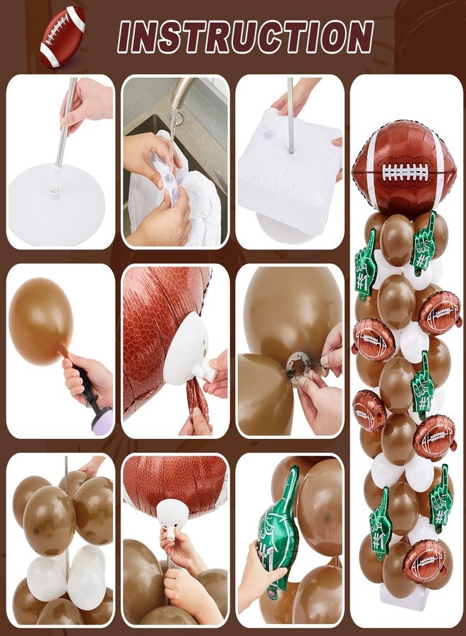 Gejoy 2 Sets Football Balloon Column Stand Kit Include 12 Foil 160 Latex Balloons Football Shaped 6.5 ft Adjustable Stands Kit for Sport Theme Touch Down Birthday Decorations - Image 5