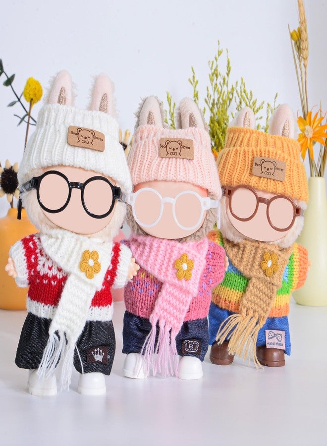 ibayda Total 3 Sets Knit Doll Clothes and Accessories Play Set for 17cm Dolls Include: 3 Hat, 3 Sweater, 3 Pants, 3 Scarf, 3 Glasses and 3 Shoes (Doll not Included) - Image 4
