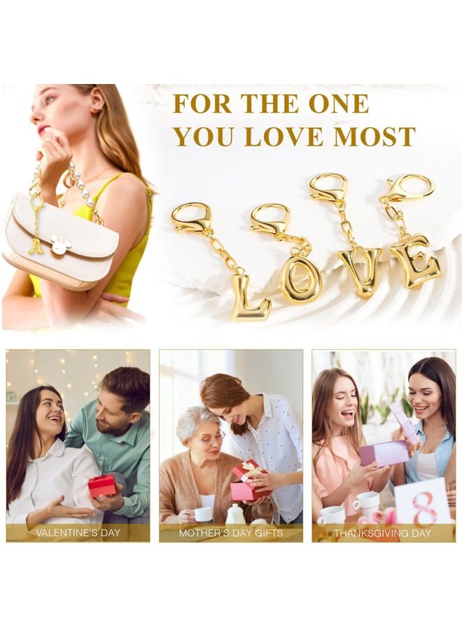 VICKHU Gold Plated Initial Letter Keychain for Women Car Key Purse Decorative Keyring Handbag Charms Fashion Cute Keychain (A, Gold) - Image 5