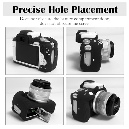 Easy Hood R50 Camera Case, Buttons Marking Protective Camera Cover for Canon EOS R50 Mirrorless Vlogging Camera, Soft Silicone Case Lightweight Body Skin Bag Cover Black - Image 2