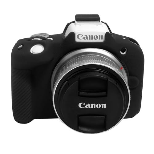 Easy Hood R50 Camera Case, Buttons Marking Protective Camera Cover for Canon EOS R50 Mirrorless Vlogging Camera, Soft Silicone Case Lightweight Body Skin Bag Cover Black - Image 1
