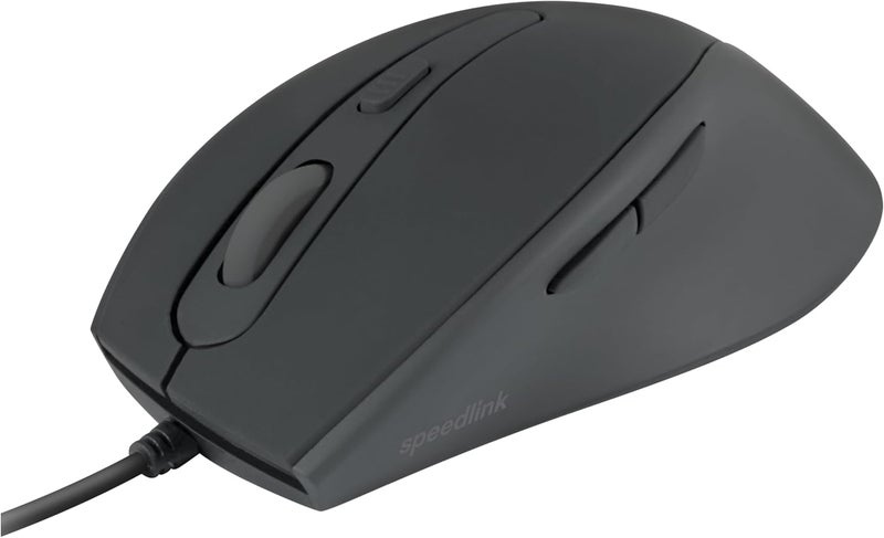 SPEEDLINK AXON Silent & Antibacterial Mouse - Quiet Computer Mouse with Cable and Antibacterial Surface, USB Mouse Silent Wired, 5 Buttons, up to 2400 dpi, Black - Image 1