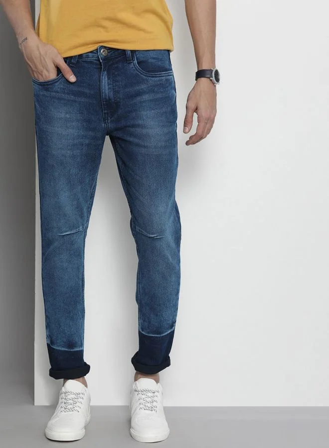 The Indian Garage Co Men Carrot Fit Solid Mid-Rise Stretchable Jeans