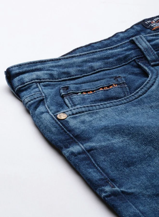 The Indian Garage Co Men Carrot Fit Solid Mid-Rise Stretchable Jeans