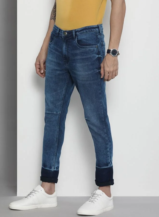 The Indian Garage Co Men Carrot Fit Solid Mid-Rise Stretchable Jeans