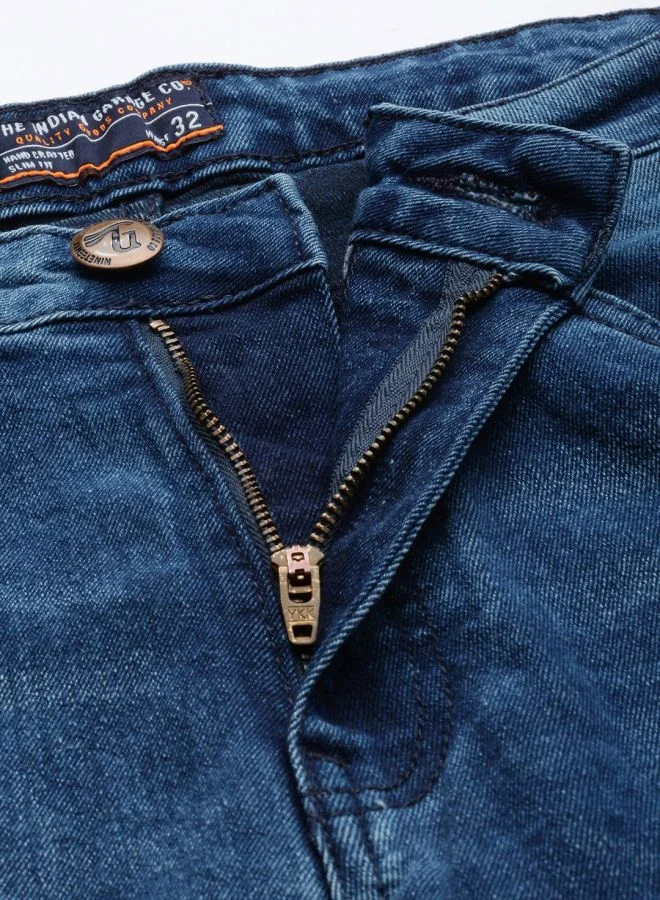 The Indian Garage Co Men Carrot Fit Solid Mid-Rise Stretchable Jeans