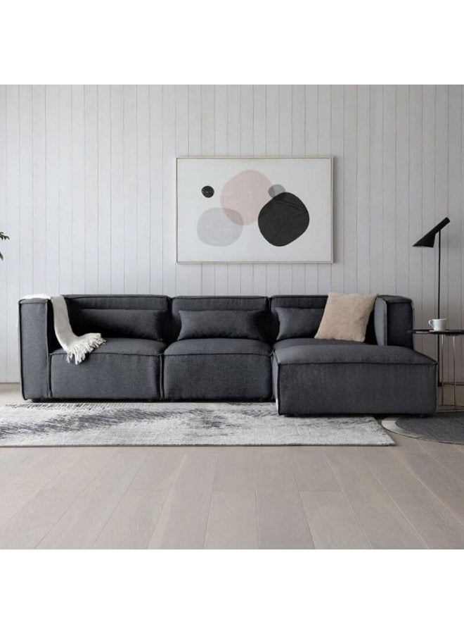 هومزمارت كنبة زاوية  خشب سويدي و كتان -رمادي - Image 1