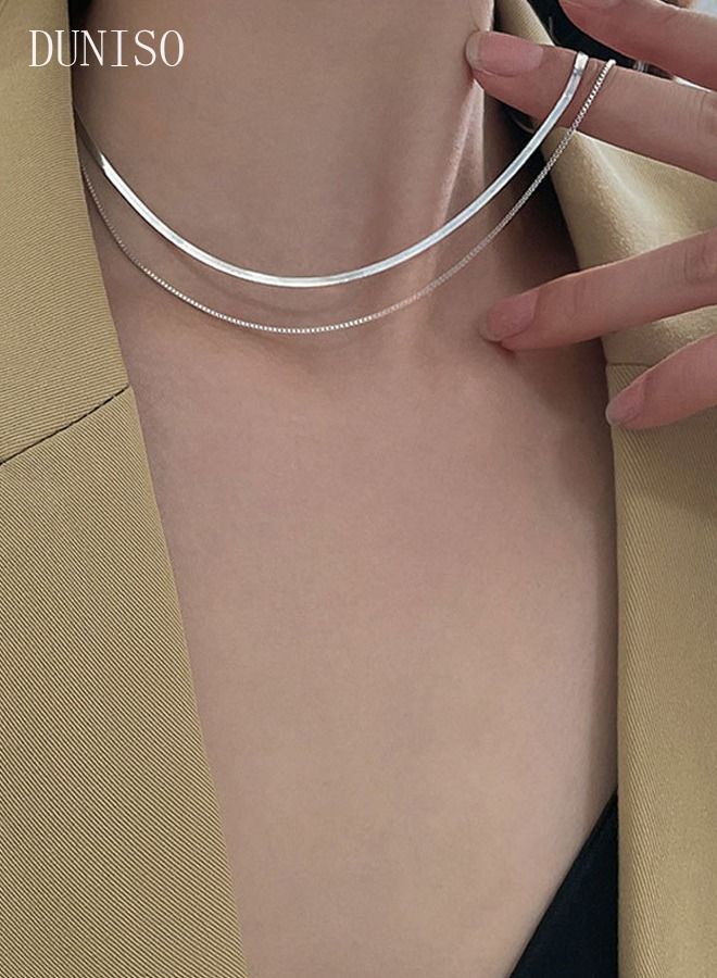 DUNISO Elegant Silver Color Round Necklace Clavicle Chain for Women Jewelry Gift for Lover and Friend - Image 2