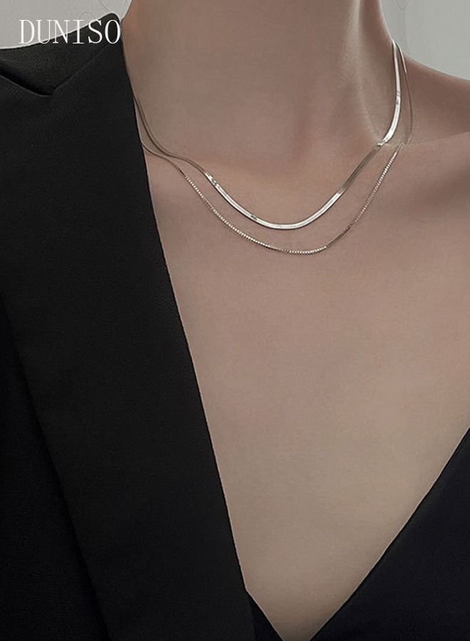 DUNISO Elegant Silver Color Round Necklace Clavicle Chain for Women Jewelry Gift for Lover and Friend - Image 4