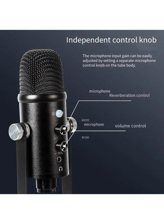 ميكروفون مكثف USB من ZFSZ مع حامل معدني، صدى وتردد، تحكم في الكسب، زر كتم الصوت، غطاء واقي من الرياح ومحول للكمبيوتر، البودكاست، البث المباشر، الألعاب - Image 4