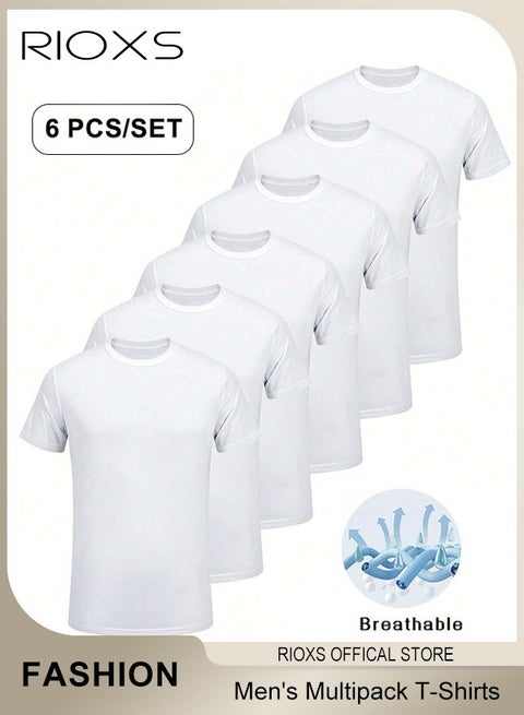 6 حزمة تي شيرت للرجال, سريع جاف الرياضة تي شيرت, رجال طاقم رقبة تي شيرت قمصان الصيف الأساسية, سريع جاف ركل تي القمصان, رياضي الجري رياضة رياضة التمارين الرياضية قصيرة الأكمام تي توب Bulk, الرياضة كاجوال قميص داخلي