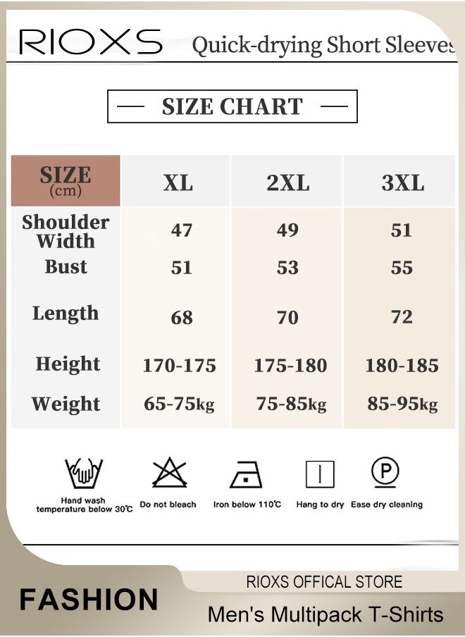 RIOXS - 6 Pack T-Shirt For Men, Quick Dry Sports Tee Shirt, Men's Crew Neck T-Shirts Summer Basic Tops, Quick Dry Wicking T Shirts, Athletic Running Gym Workout Short Sleeve Tee Tops Bulk, Sports Casual Undershirt - Image 1