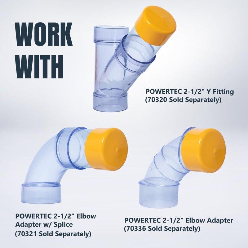 POWERTEC 2-1/2" ID Dust Collection End Cap for 2-1/2" OD Pipes, Plastic Pipe Cover for Woodworking Dust Systems, 2-Pack (70451-P2) - Image 4