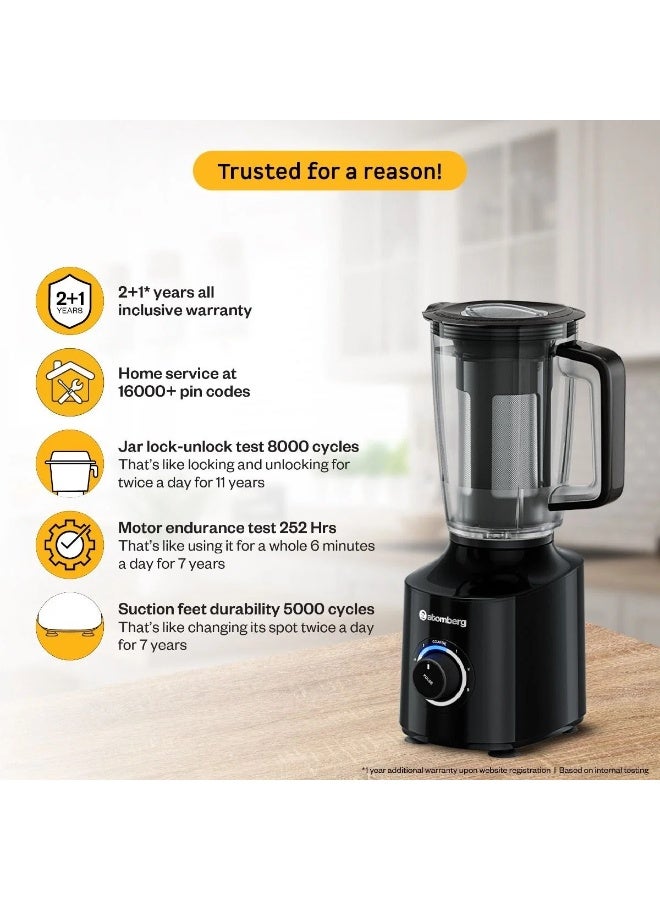 Atomberg Zenova Fresh Juicer Mixer Black FG1231 | High Nutrition | Easy Assembly & Cleaning | Auto Reverse | XL Hopper | Ideal for Fruit, Veggie Juices, Coconut Milk | Black - Image 3