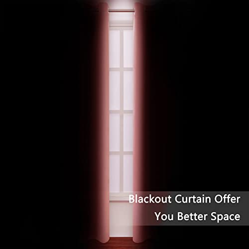 LEMOMO Blackout Curtains 52 x 84 inch/Coral Curtains Set of 2 Panels/Thermal Insulated Room Darkening Bedroom Curtains - Image 3