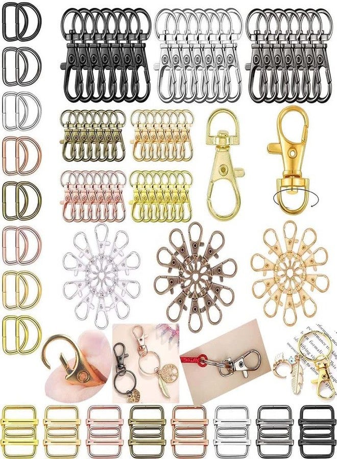 DIY Crafts 7 Sets 3x7, Golden, Keyrings & Keychains Round Swivel Snap Hooks Key Rings Metal for Lanyard, ID, Bags, Wallets (7 Sets 3x7, Golden) - Image 1