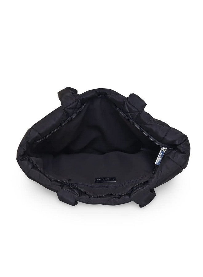 Accessorize London Women's Black Nylon Quilted Tote Bag |shoulder bag for woman|Lightweight, Durable, and Stylish Shoulder Bag for Teens, Women Office, Travel & Everyday Use - Image 4