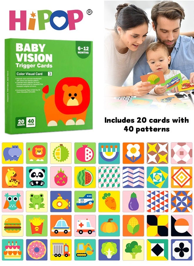 HIPOP High Contrast Baby Flashcard, Baby Visual Stimulation Cards, Black and White Colorful Visual Stimulation Learning Activity Card for Babies Ages 0-3-6-12-36 Months, Newborn Infants Toys Gift  - Image 1