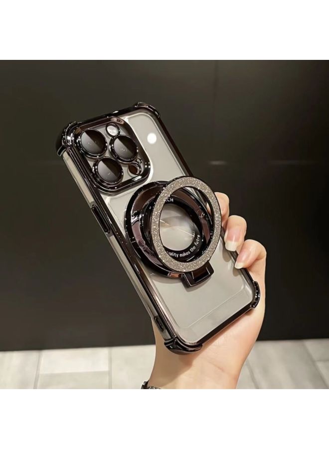Suitable For Iphone16 Phone Case Flash Powder Magnetic Bracket Four Corner Airbag Space Shell Apple 15promax Hard Proof