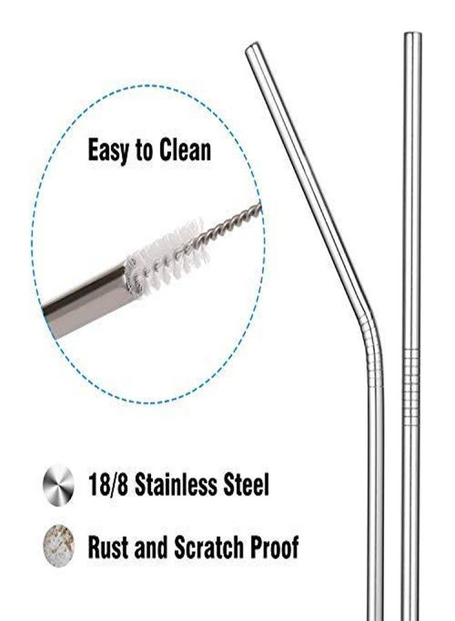 YAJNAS Stainless Steel Reusable SS 304 Food Grade Beverage Drinking Straws with Straw Cleaning Brush BPA Free Metal for Smoothies, Tumblers, Travel & More (4 Straight, 4 Bent, 2 Cleaning Brushes) - Image 5